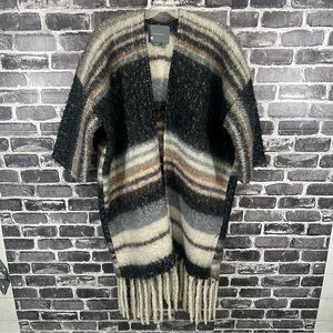Anthropologie Knit Kimono - One Size Striped Poncho Shawl Boho Western Festival